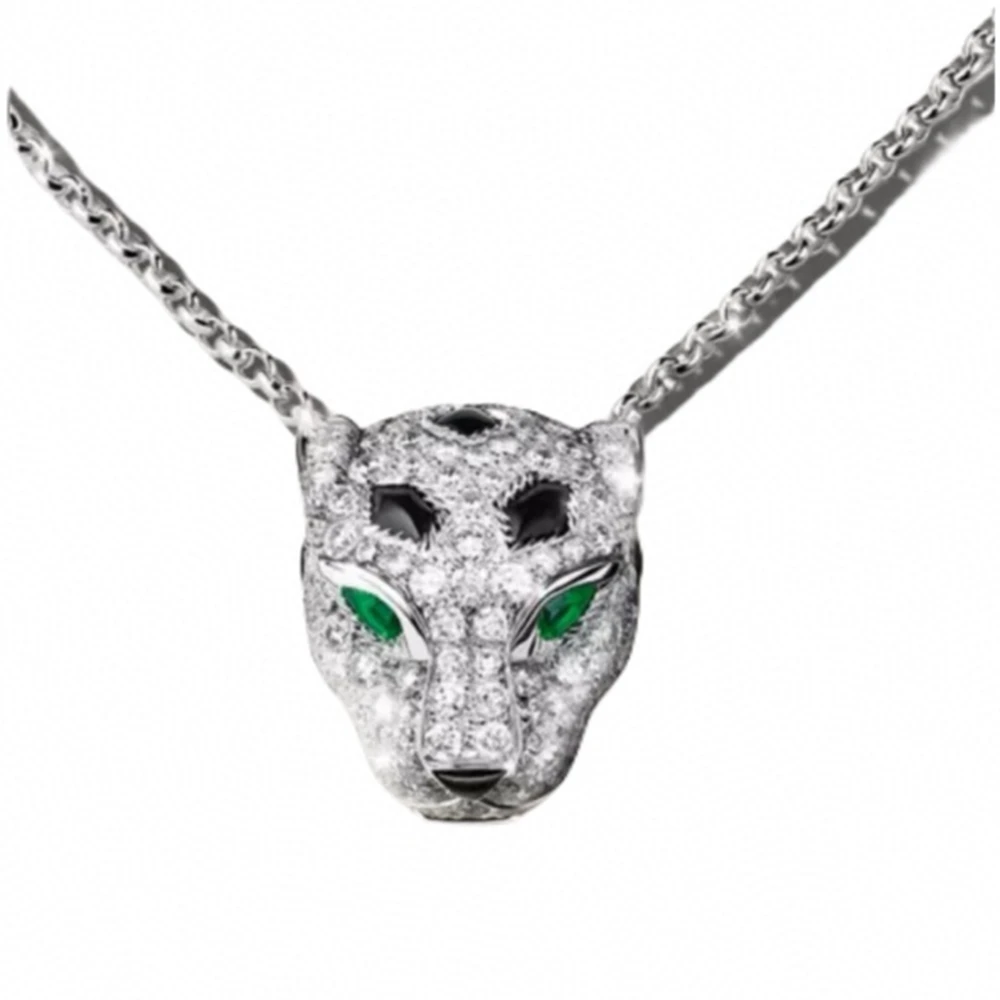 New Editon 925 Silver Black Panther Spot CZ Diamond Leopard Head Pendant Necklaces  Luxury Designer Jewelry for Men Or Women view 4