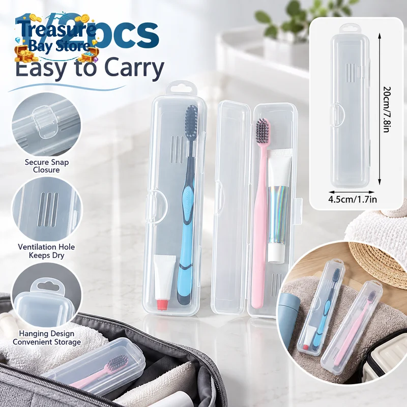 Transparent Toothbrush Storage Box, Portable Travel Toothbrush Holder, Plastic Toothpaste Container Organizer Case
