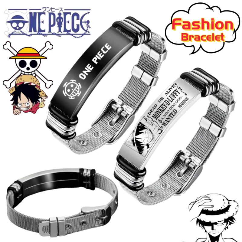 

One Piece Portgas D. Ace Tony Tony Chopper Creative Cartoon Metal Bracelet for Men Stylish Woven Bracelet Valentine's Day Gift