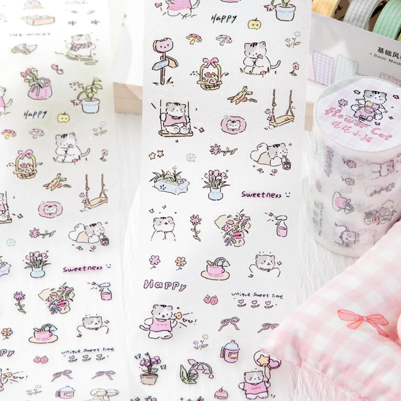 ミスター・ペーパー キティンダイアリー PETテープ 200cm - グリッターグカジャーナル、多用途コラージュ素材、DIYフォトフレーム＆スマホケース用ダイアリー