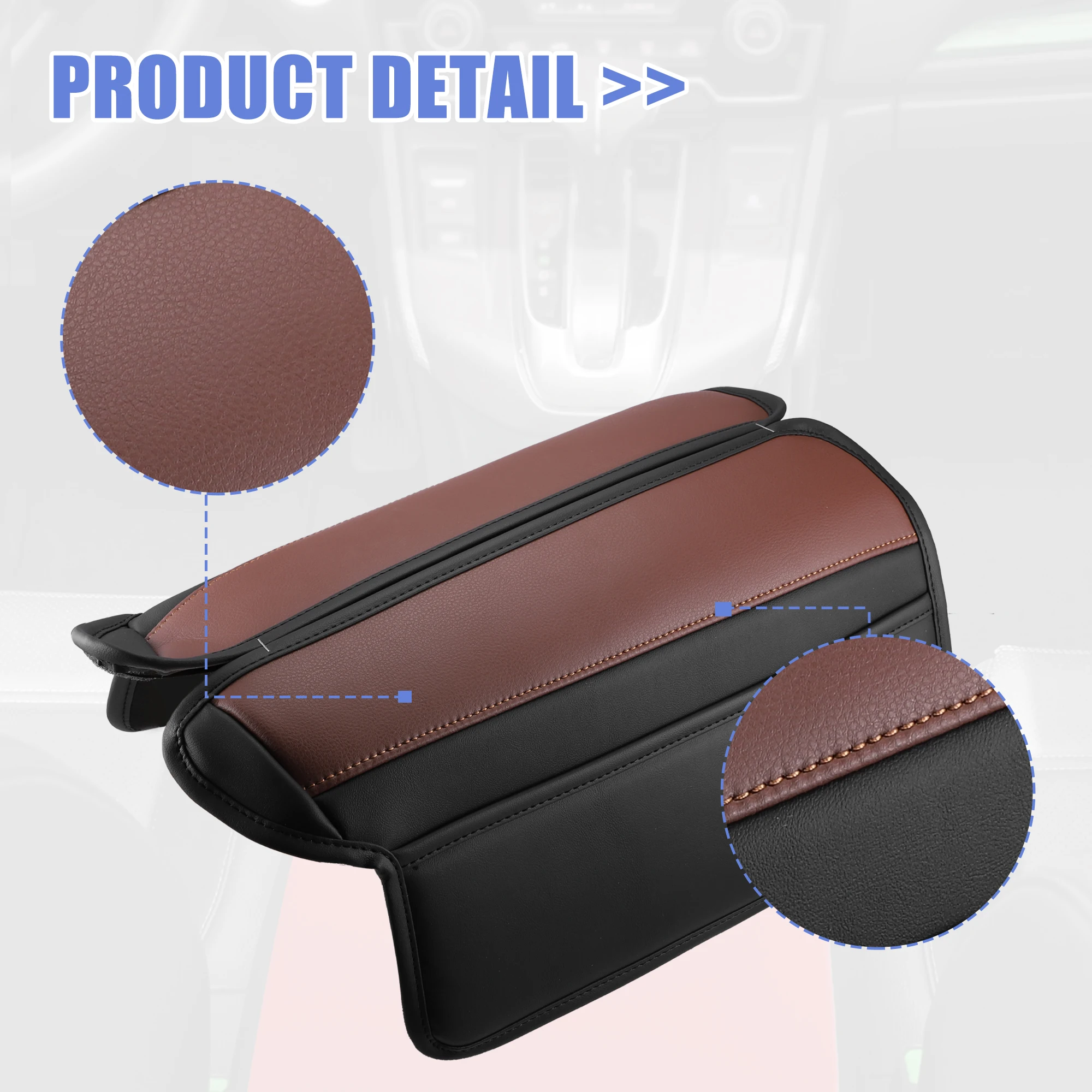 UXCELL Microfiber Leather Black Brown Armrest Protector Cover Pad Replacement for Nissan X-Trail 4th Generation 2022 Brown Line