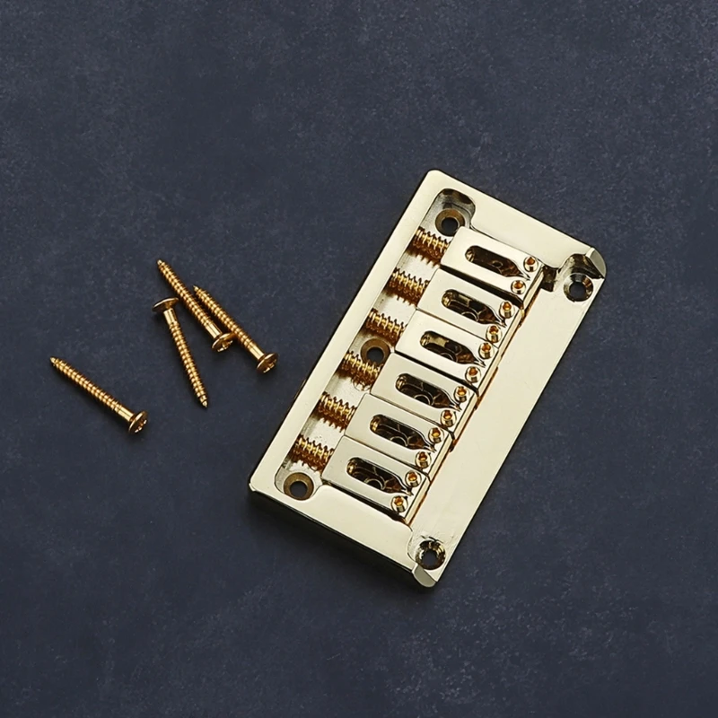 

6 String Electric Guitar Bridge with Mounting Screws Fixed Hardtail Bridge Saddles Guitar Replacement Parts Easy to Use