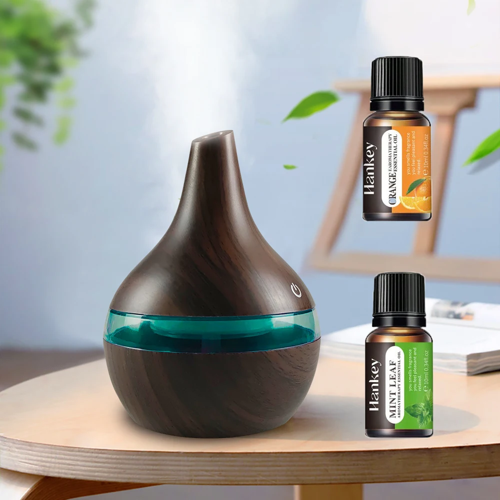 

Diffuser For Home Wood Grain Humidifier 300ml Essential Oil Diffuser for Home USB Desktop Hydration 2 Aroma Oils Included Quiet
