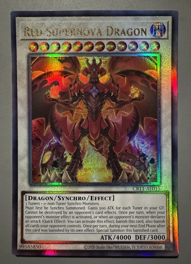 

Yugioh KONAMI Duel Monsters CR11-AE015 Red Supernova Dragon Ultimate Rare Asian English Collection Mint Card