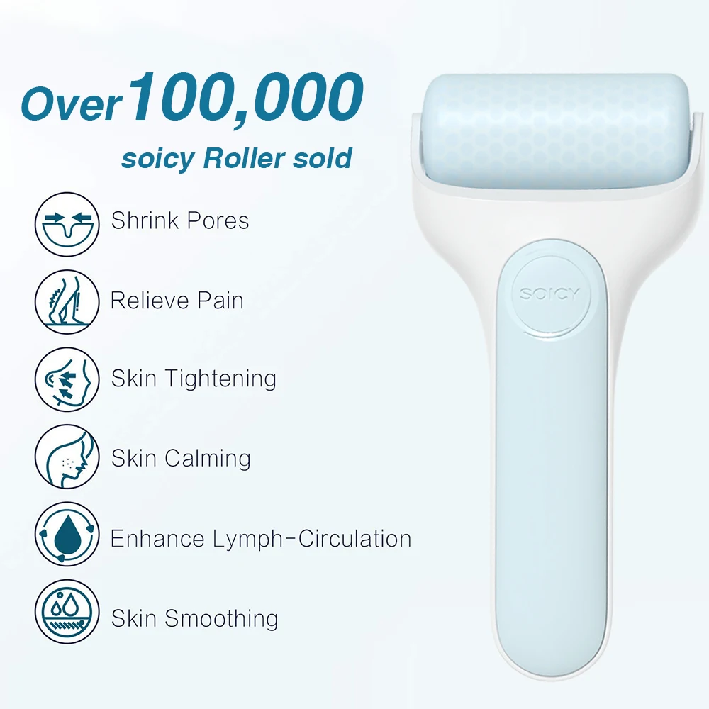 Original Skincare Ice Roller สำหรับใบหน้า SOICY S20 Derma Cooler Massager สำหรับ Face Lift Sun Damage รอยแดงลดอาการอักเสบ