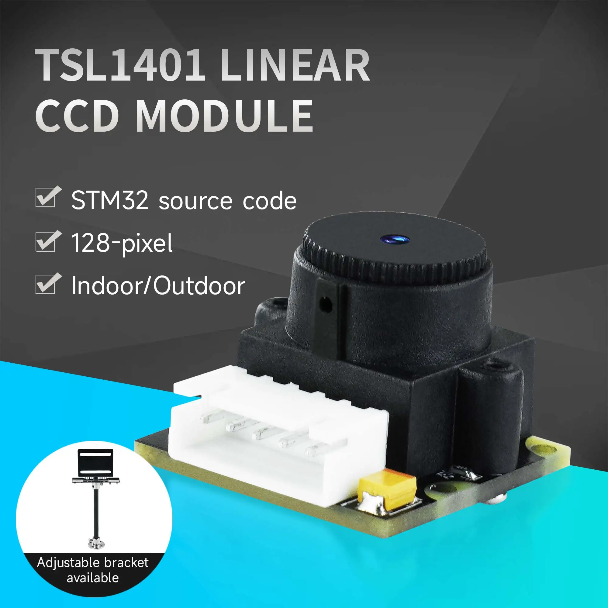 Yahboom TSL1401 Linear CCD Camera Module with 128 Pixels 5IN-XH2.54 Port for STM32 Smart Car Tracking Height Brackets for Choice