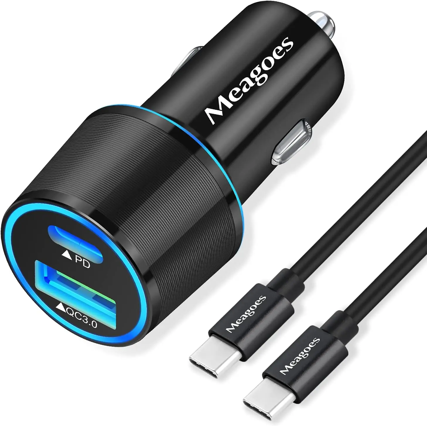 45W USB C Car Charger, Super Fast Charging for iPhone & Samsung, Dual Port + 5ft Cable