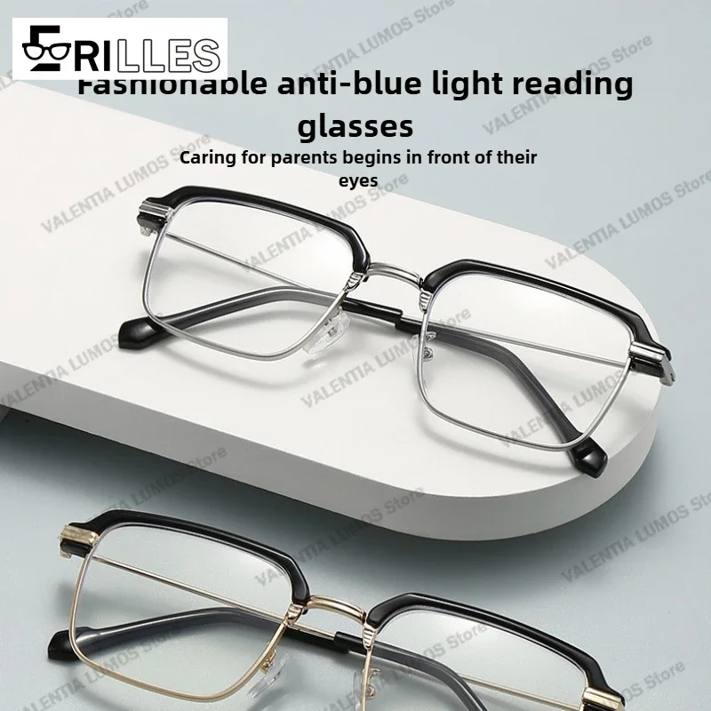 نظارات متغيرة الألوان حساسة للضوء حواجب عالية الوضوح للرجال نظارات قراءة مضادة للضوء الأزرق موضة معدنية