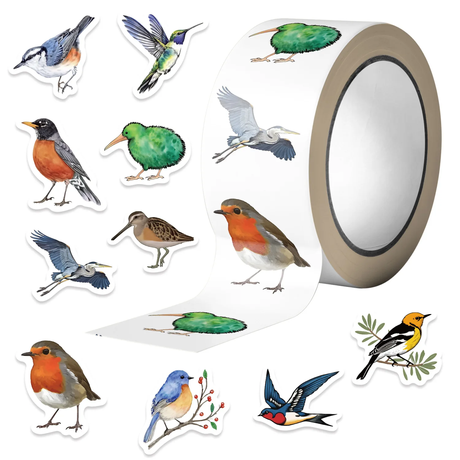500pcs/roll Cute Colored Birds Cartoon Graffiti Stickers DIY Phone Guitar Laptop Notebook Suitcase Waterproof Sticker Kids Toy