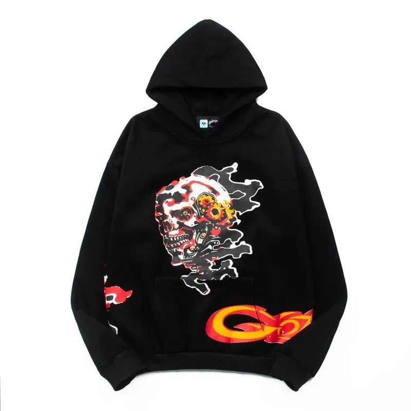 هاي ستريت القوطية هوديس الرجال القطن الهيكل العظمي المطبوعة بلوزات النساء القوطية هودي البلوفرات الرجال الملابس طويلة الأكمام