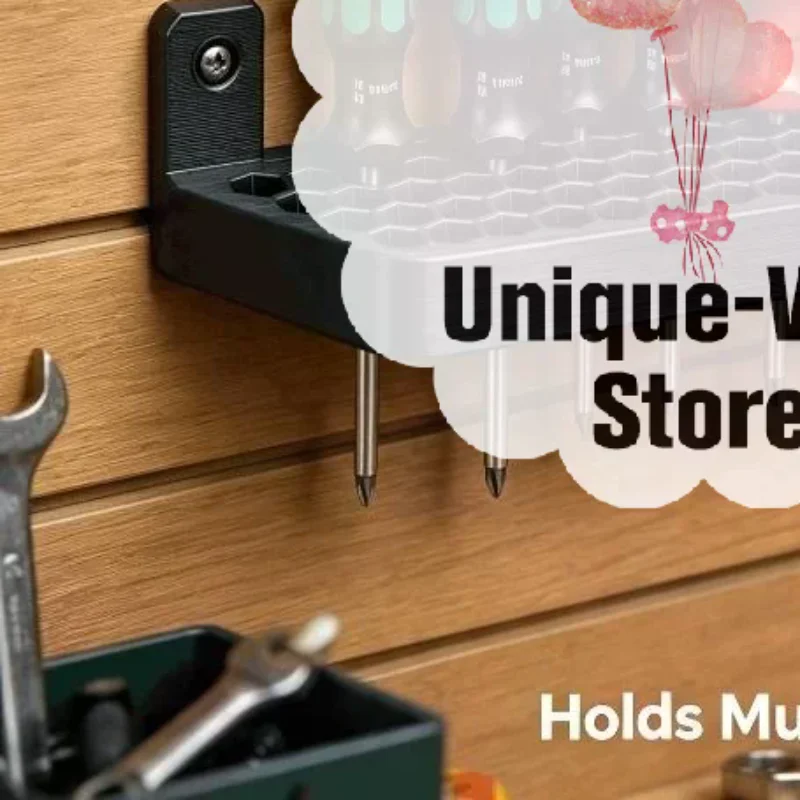 Wall-Mounted Screwdriver Holder Hex Hole Screwdriver Organizer Rack Workshop Garage Workbench Tool Storage Stand