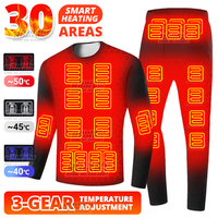 30 Areas Winter Motorcycle Heated Thermal Underwear Men's Women's Heated Jacket Camping Hiking USB Smart Heating Pants Ski Warm