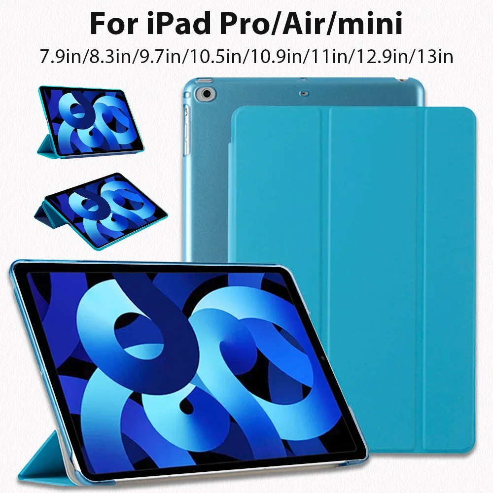 For IPad Trifold Automatic Wake-up Case for IPad Air 4 5 Pro 11 12.9 in Mini 4 5  IPad 7 8 9th 10.2 10.5 Translucent Cover Funda