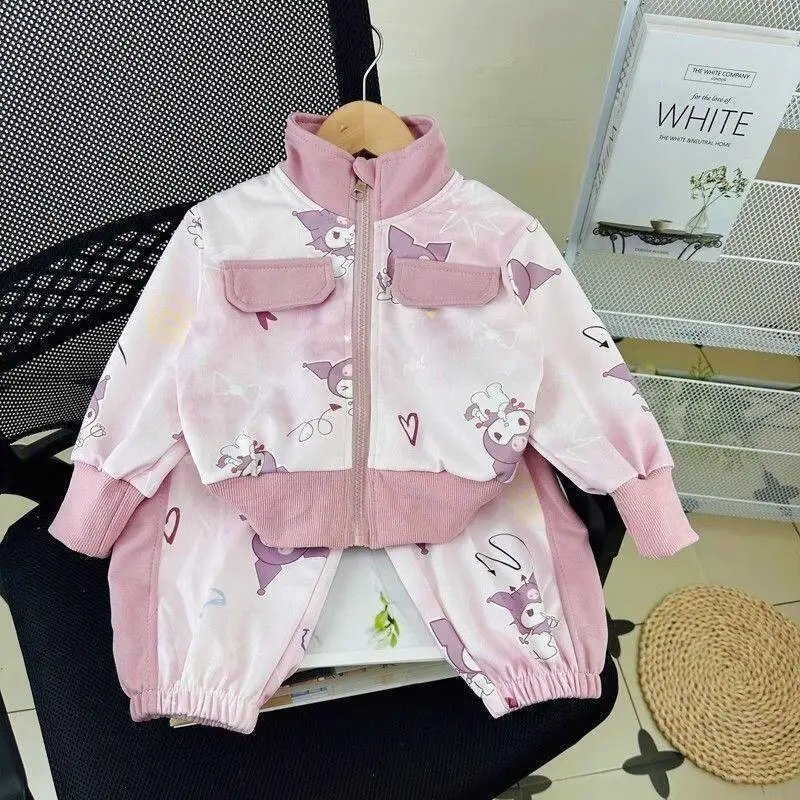 

Sanrio Hello Kitty Girls Two Piece Coat Set Soft Material For Children Spring Autumn Sport Casual 2025 New Fashionable Trendy