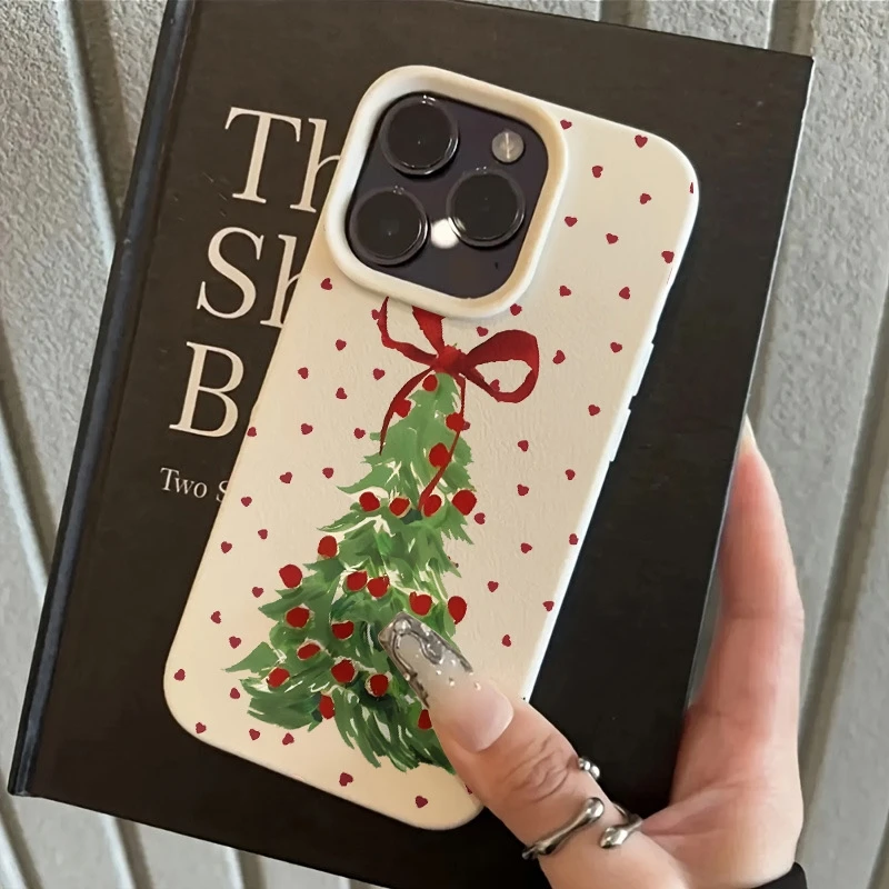 Coque de téléphone en cuir Lichee, Design d'arbre de noël, antichoc, pour Samsung S25 S24 S23 S22 S21 S20 S10 Plus FE Ultra 4G 5G