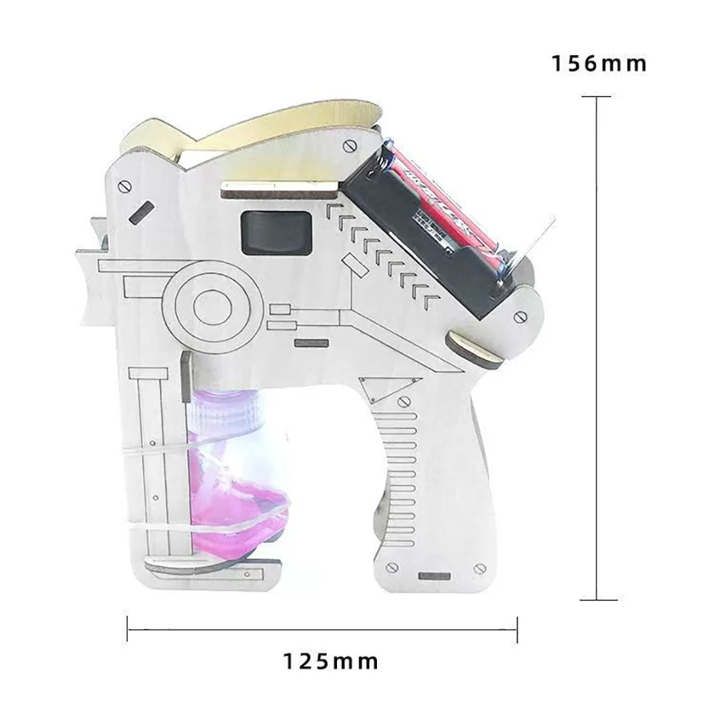 Drop Shipping Bubble Machine Gun Children Toy Summer DIY Scientific Training Wooden Experimental Equipment Steam Gift