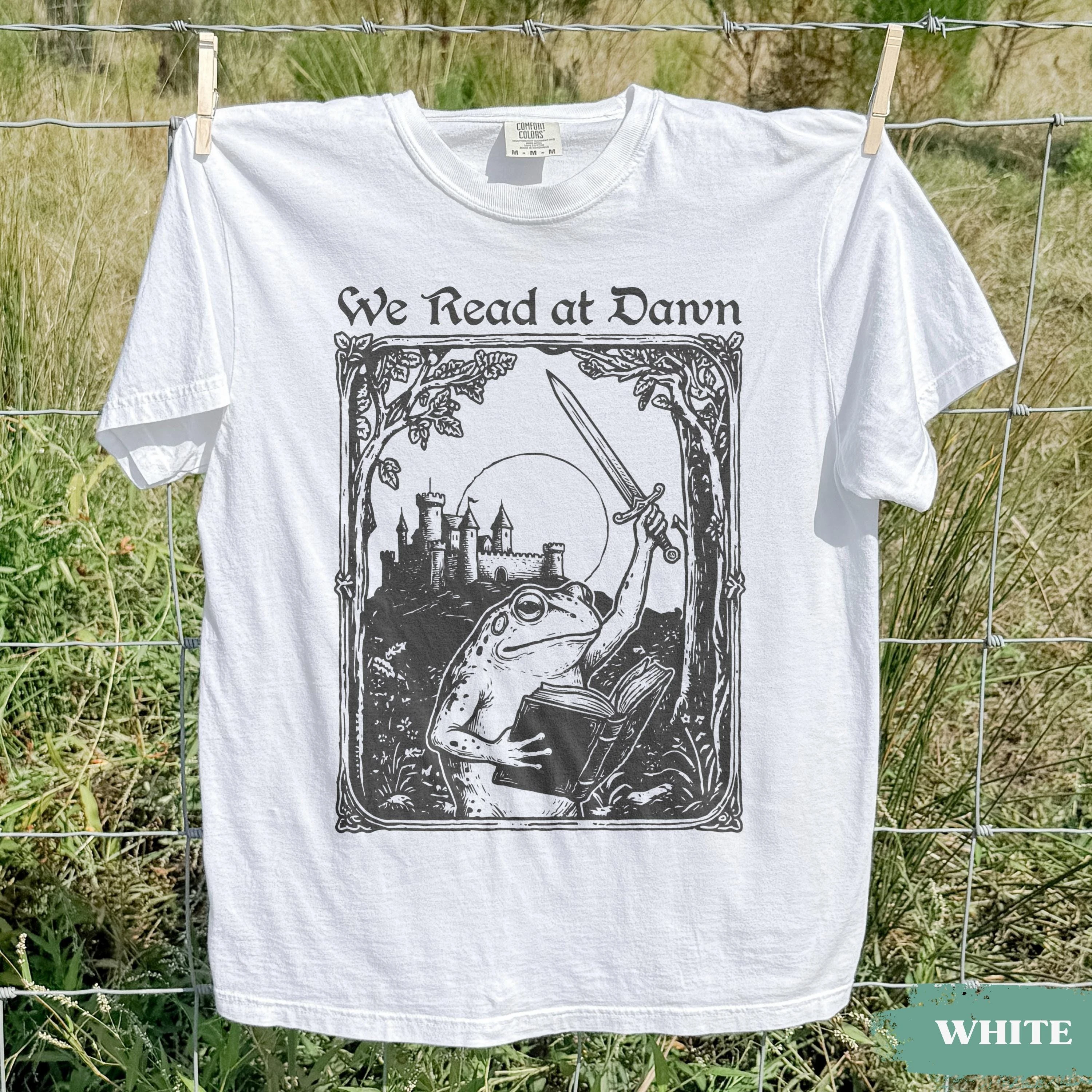 We Read At Dawn Tshirt, Bookish Funny Frog Reading Shirt, Weirdcore Medieval Sweatshirt, Weird English Teacher Shirt