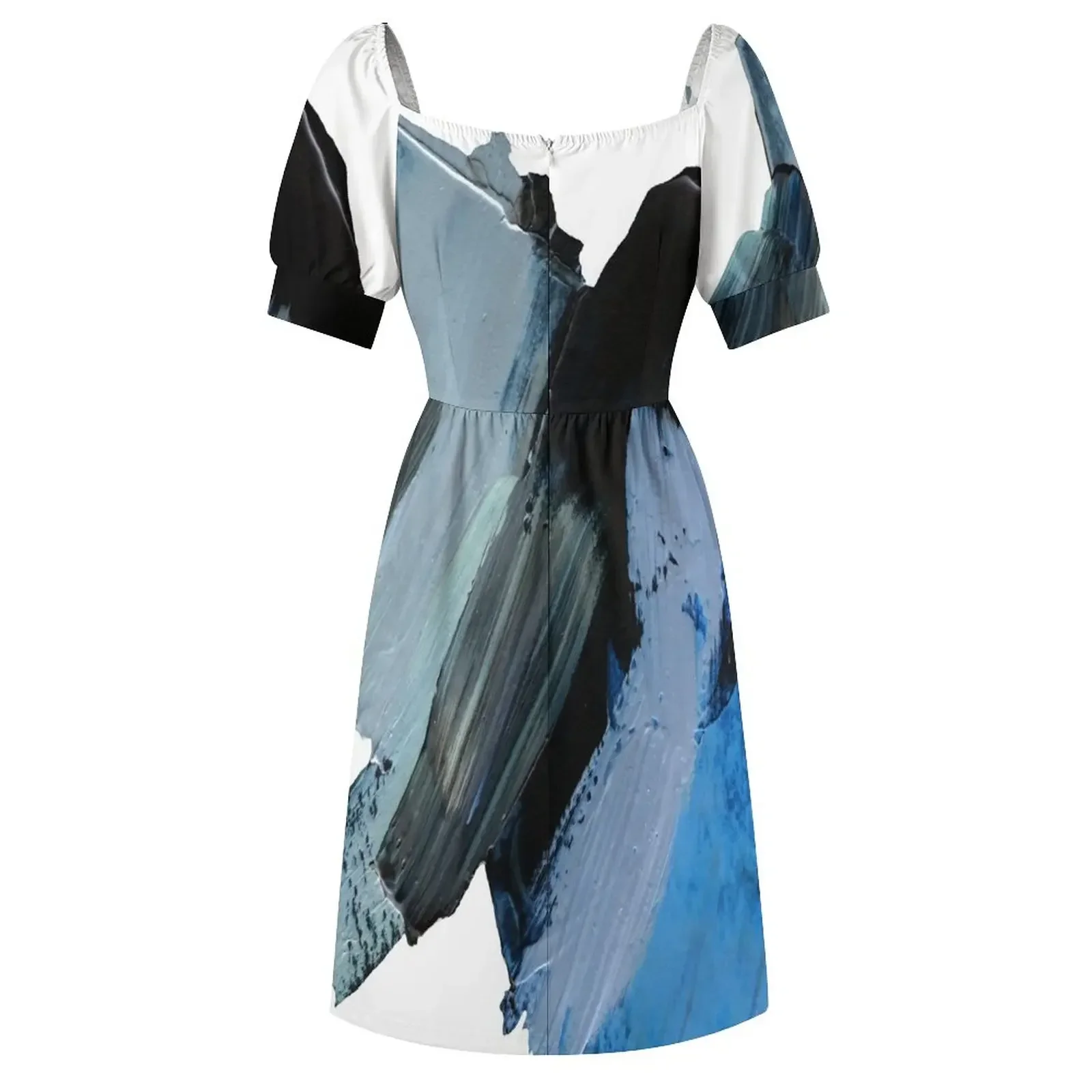 Blue, Aqua, And Black Abstract Broad Brush Strokes Sleeveless Dress Summer dresses for women dress women summer 2025 Dress