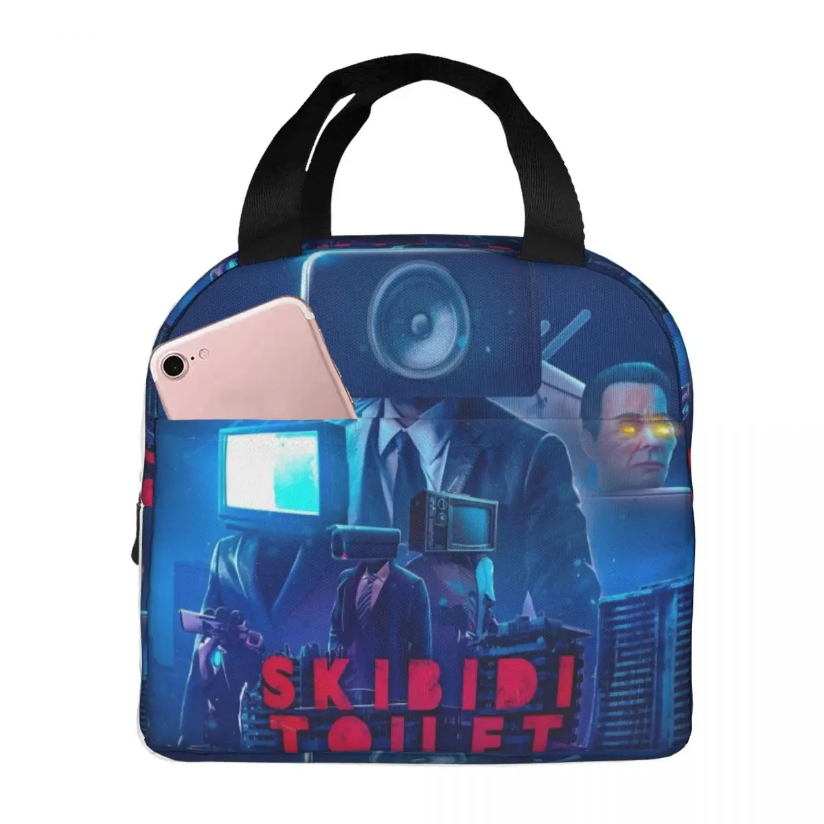 Skibidi Toilet Insulated Lunch Bags Cooler Bag Lunch Container Anime Cartoon Cameraman Titan Portable Lunch Box Tote Food Bag