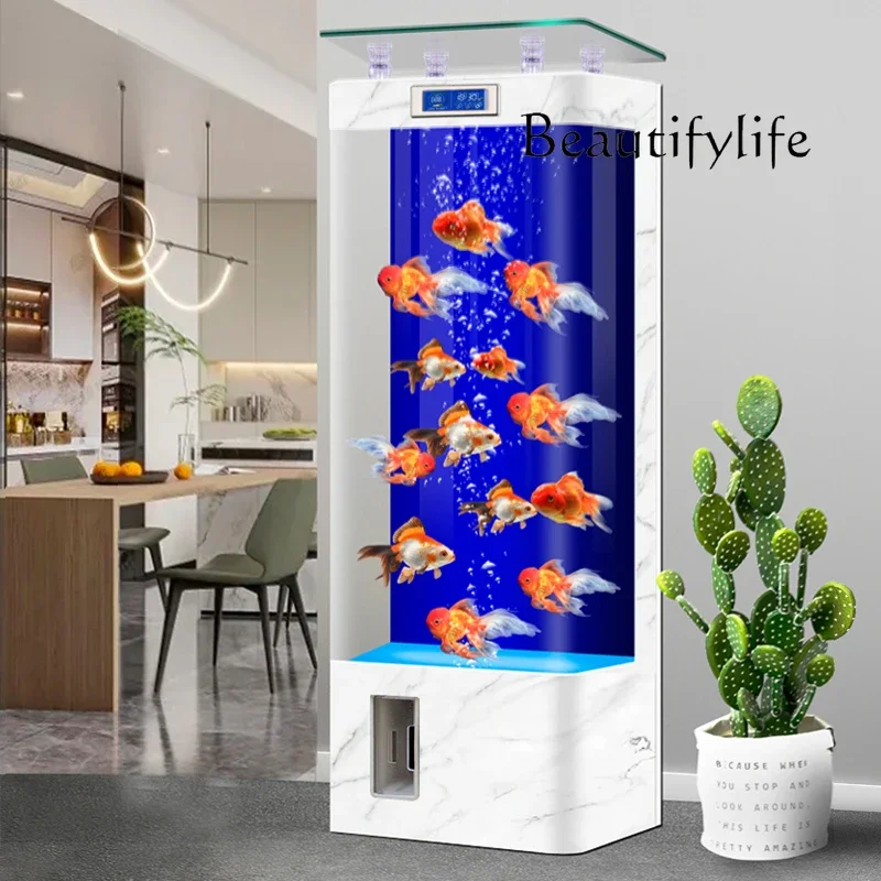 Intelligent hot bending integrated glass fish tank living room vertical fish tank household ecological aquarium