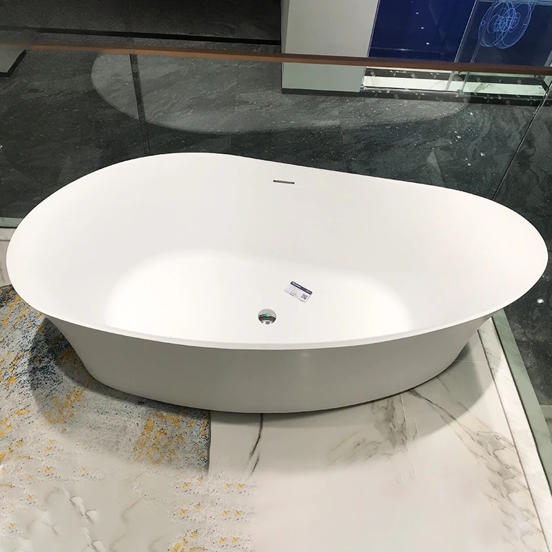 China Good Appearance Oval shape freestanding Elegant Matt white color tub artificial stone free standing artistic tub