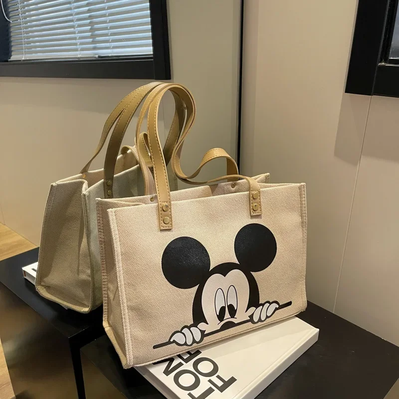 Disney\'s New Canvas Bag Women Fashion Cartoon Mickey Mouse Donald Duck Mommy Carry Bag Student Shoulder Commuter Tote Bag