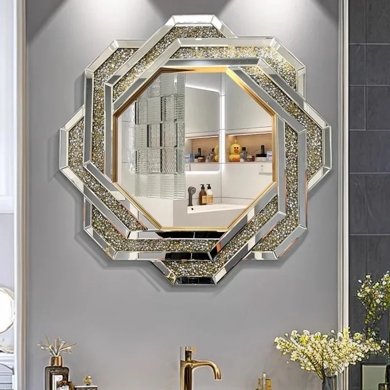 HHBathroom Mirror Wall Hanging Bathroom Mirror Restaurant Side Porch Art Fashion Decorative Mirror Diamond Shaped