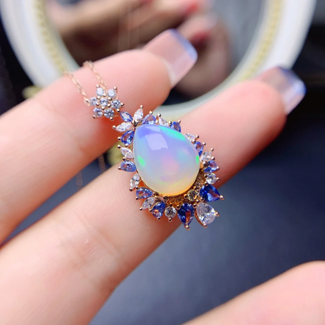 Pendant 925 Sterling Silver Opal Women's Fire Color Super Good Free Shipping Jewelry Certified Jewelry Women's Gem Boutique