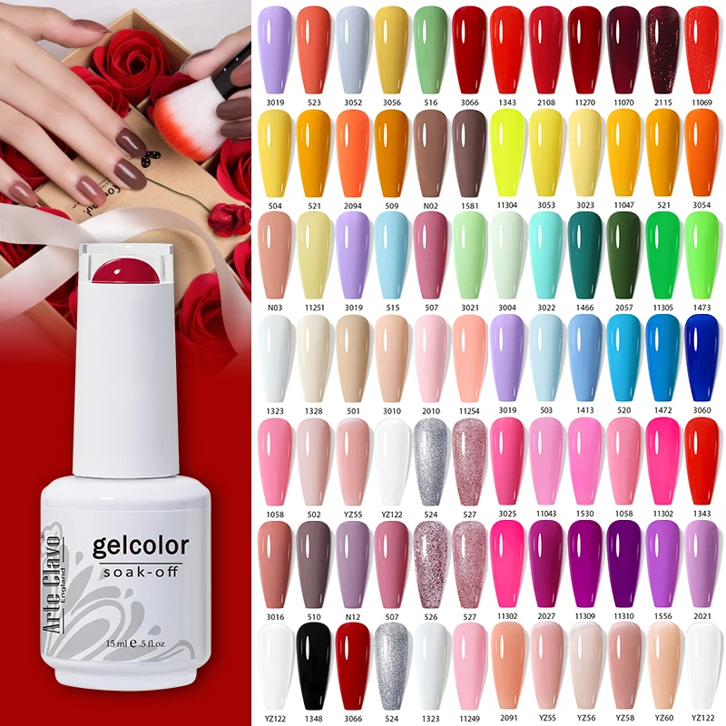 

Arte Clavo 15 мл Гель-лак для ногтей Lakiery Hybrydowe Vernis Полуперманентный красный цвет Nail Art Маникюр Soak Off УФ-гель для ногтей