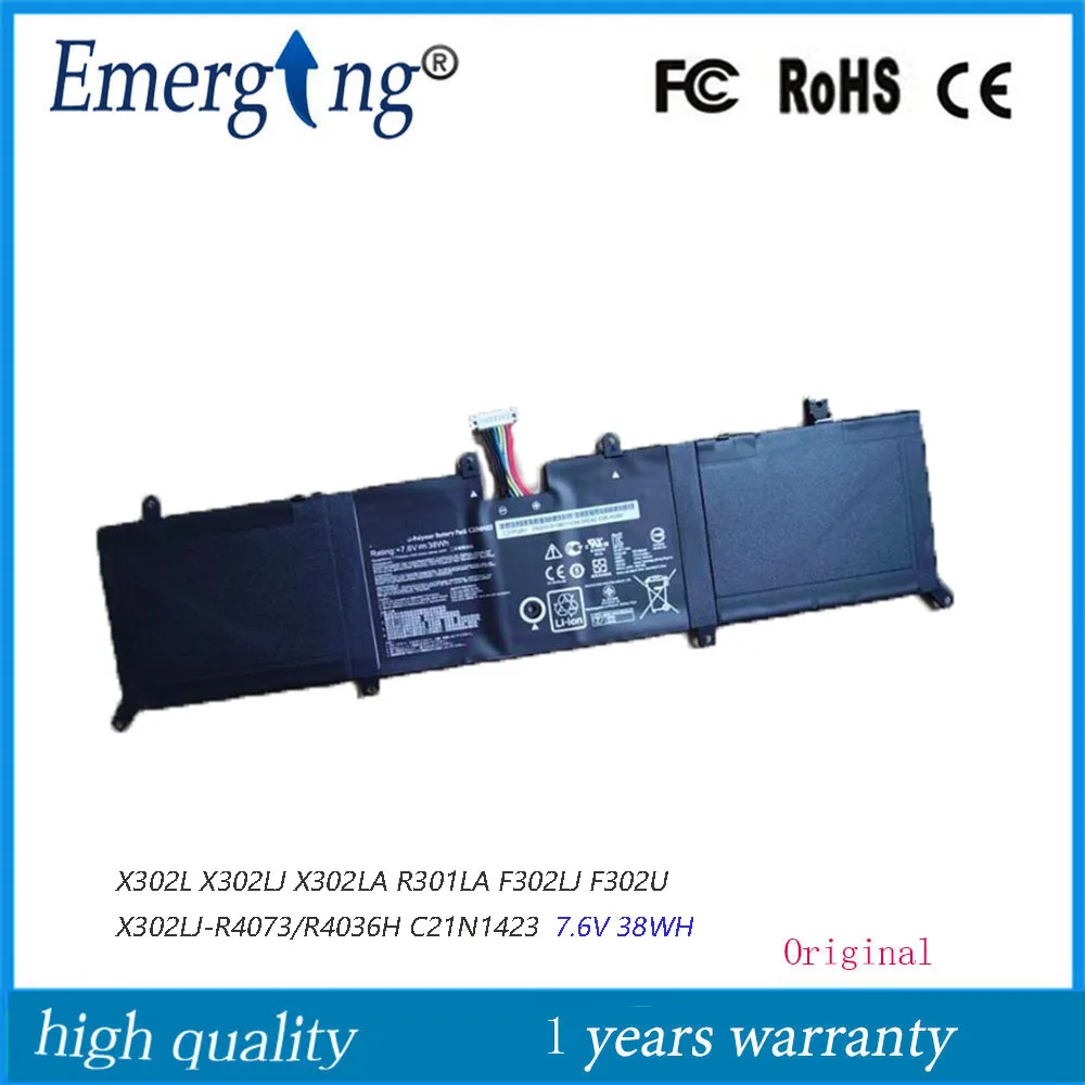 7.6V 38Wh Laptop Battery C21N1423 For ASUS  X302L X302LJ X302LA R301LA F302LJ F302U X302LJ-R4073/R4036H