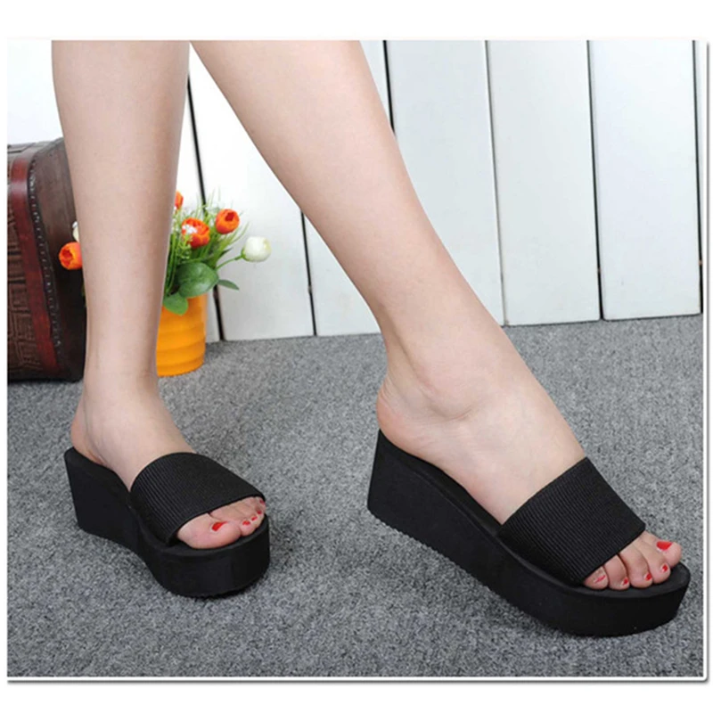 Summer Soft Women Wedge Sandals Thong Flip Flops Flat Platform Slippers Beach