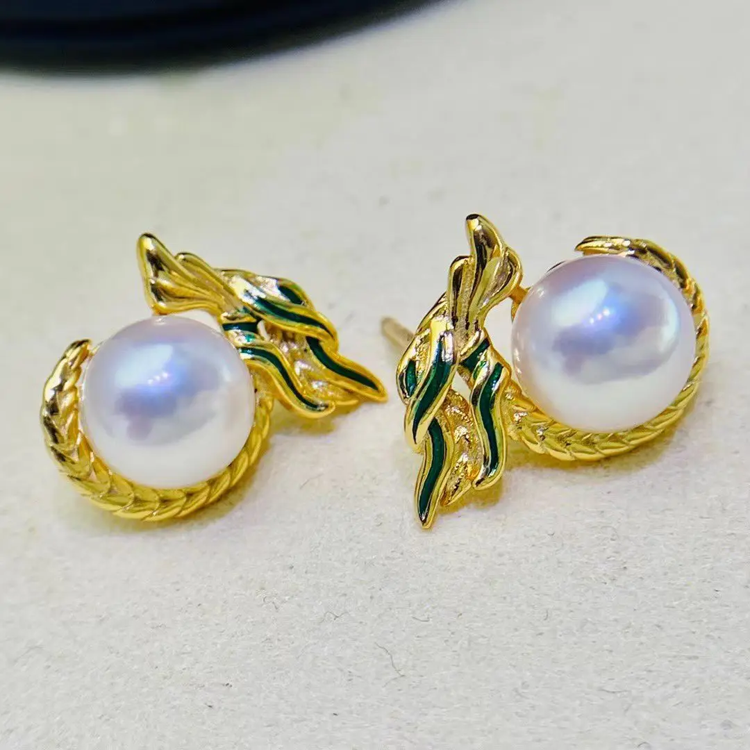 

Wholesale S925 Sterling Silver Earrings Mount Findings Settings Base Mounting Parts Accessory for 7-8mm Pearls 5 pairs/lot