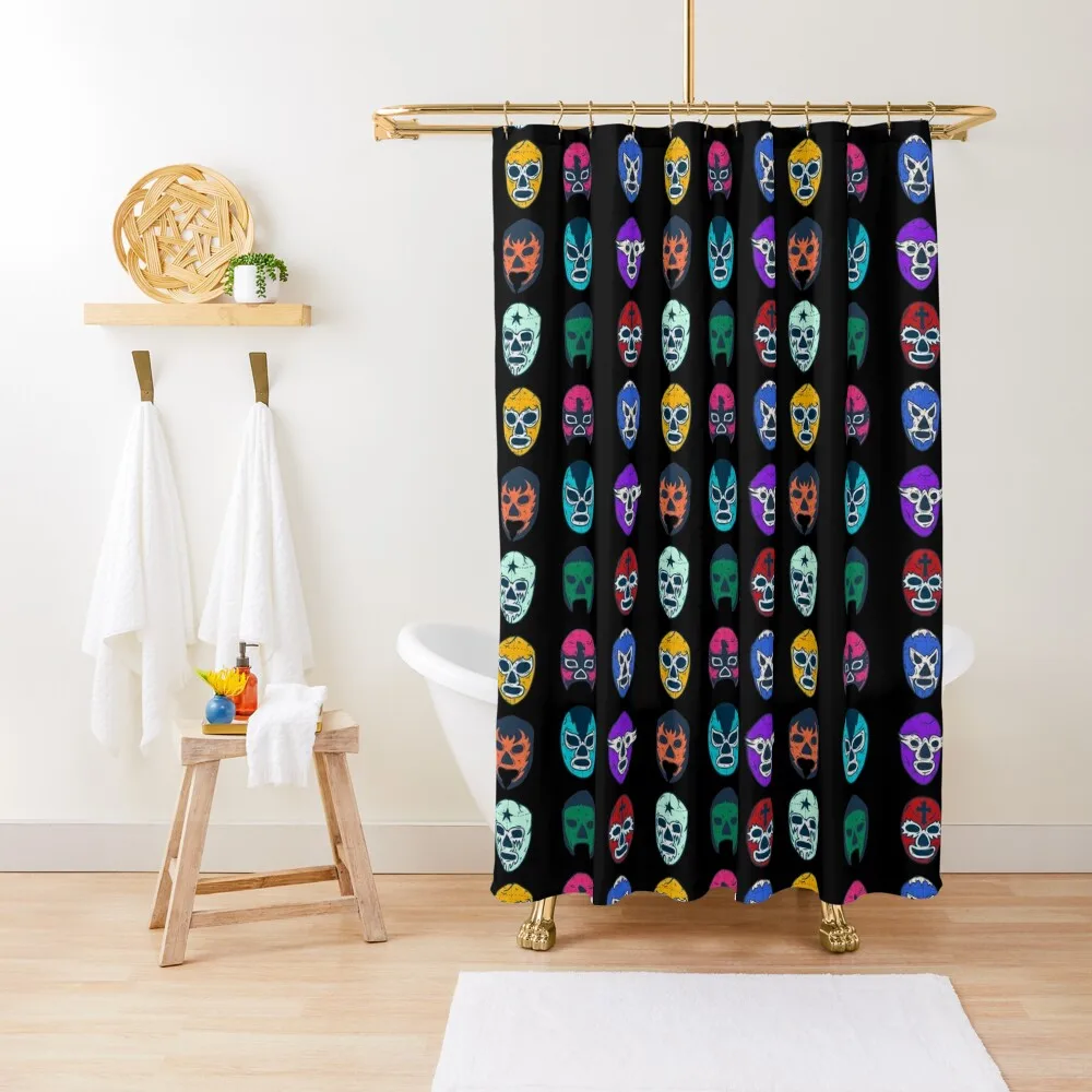 

Luchador Sticker Pack and Pattern Shower Curtain Shower For Bathrooms Window For Shower Curtain