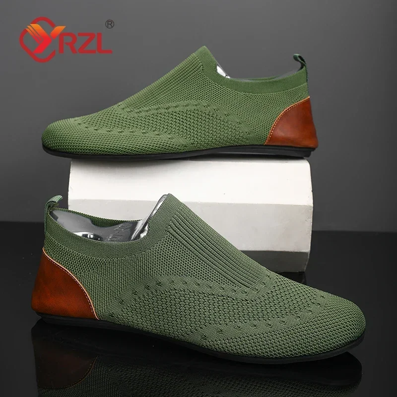 YRZL-mocasines de conducción suaves para hombre, zapatos planos de alta calidad para caminar, mocasines informales de malla transpirable, sin cordones