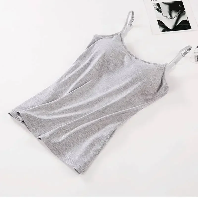 Tank Top Women Pad Bra Bustier Bralette Top Solid Color Built In Bra Padded Camisole Ladies Tank Tops Camisole Sling