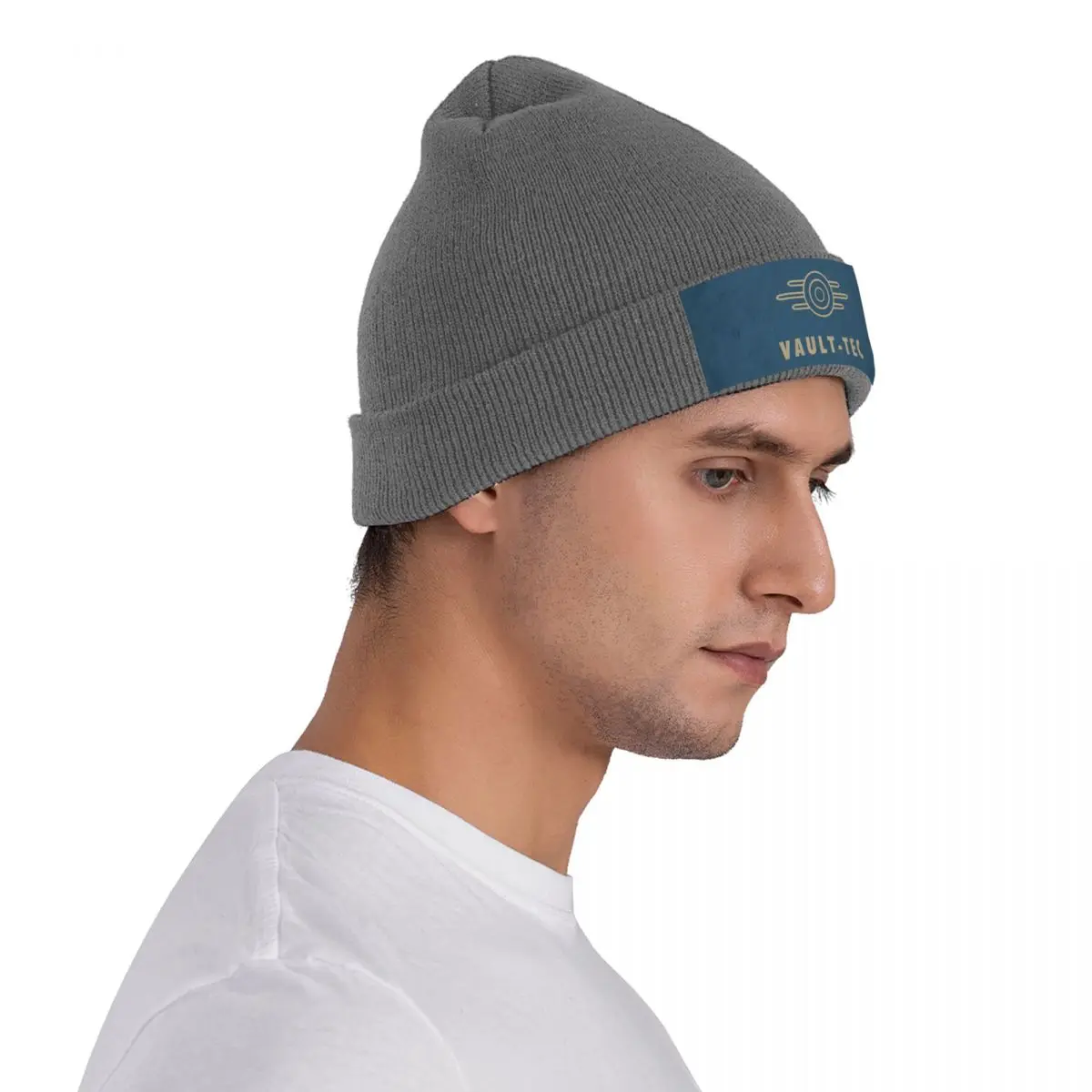 Fallout 4 Vault-tec Logo Warm Knitted Cap Fashion Bonnet Hat Autumn Winter Outdoor Beanies Hats for Men Women Adult