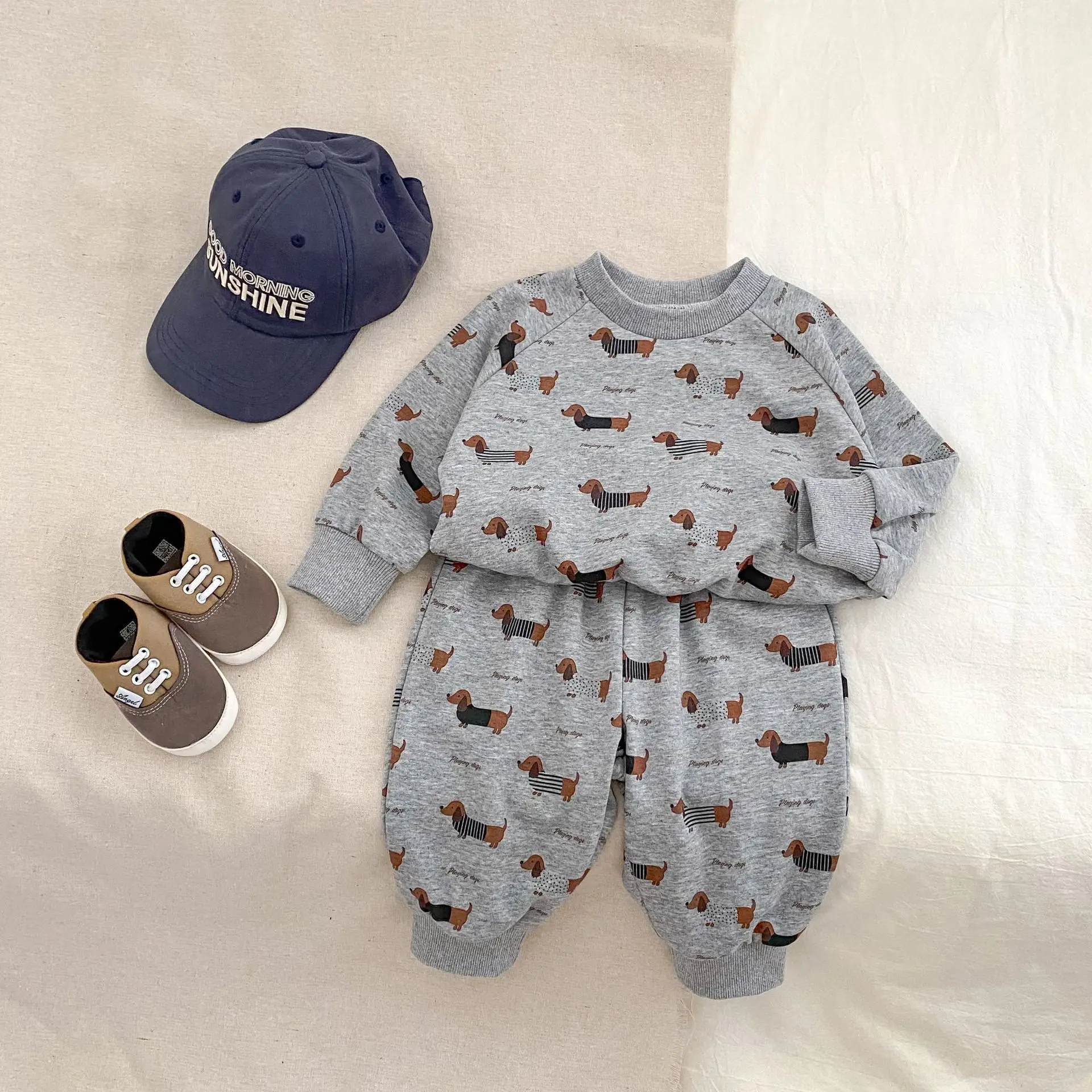 

2025 Autumn New Children Long Sleeve Clothes Set Boys Cute Cartoon Print Sweatshirt + Pants 2pcs Suit Kids Casual Sports Outfits