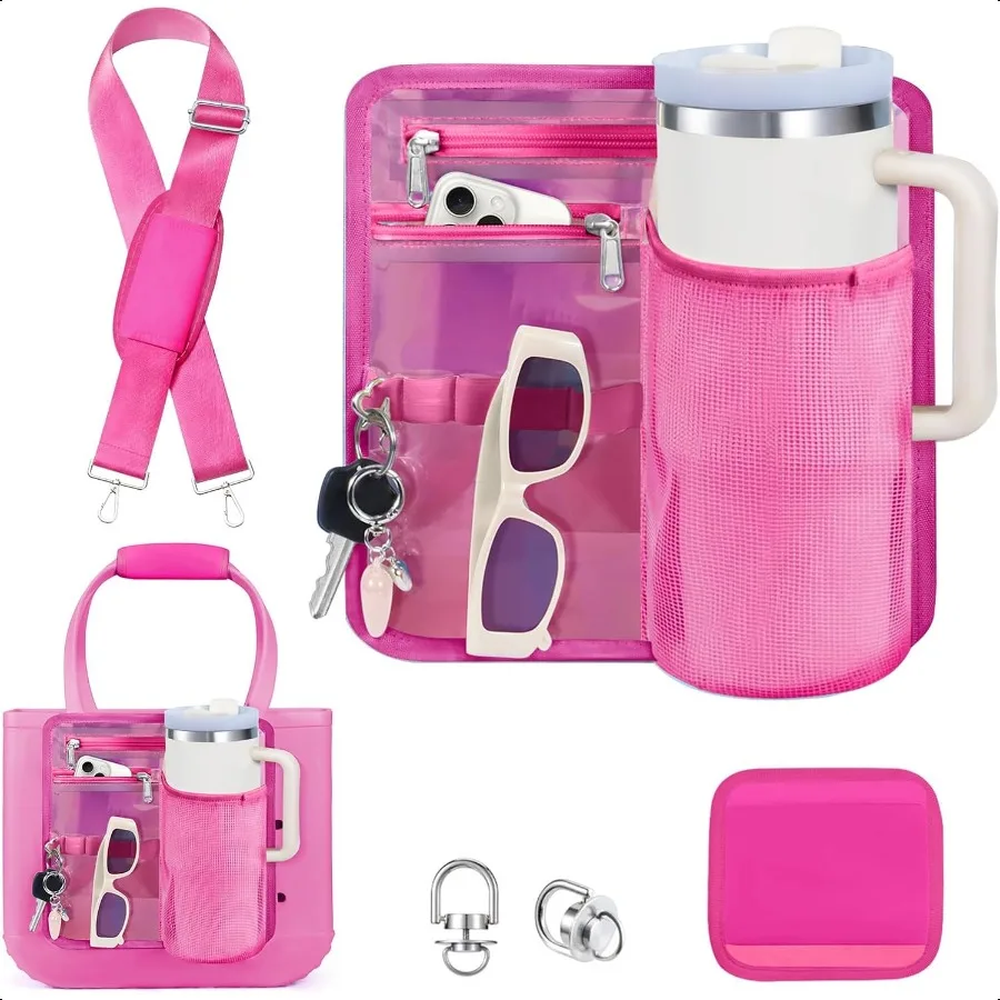 

Cup Holder and Phone Zipper Pouch with Adjustable Strap for Bogg Bag Multifunctional Accories Charm Compatible with Bogg Bag Me