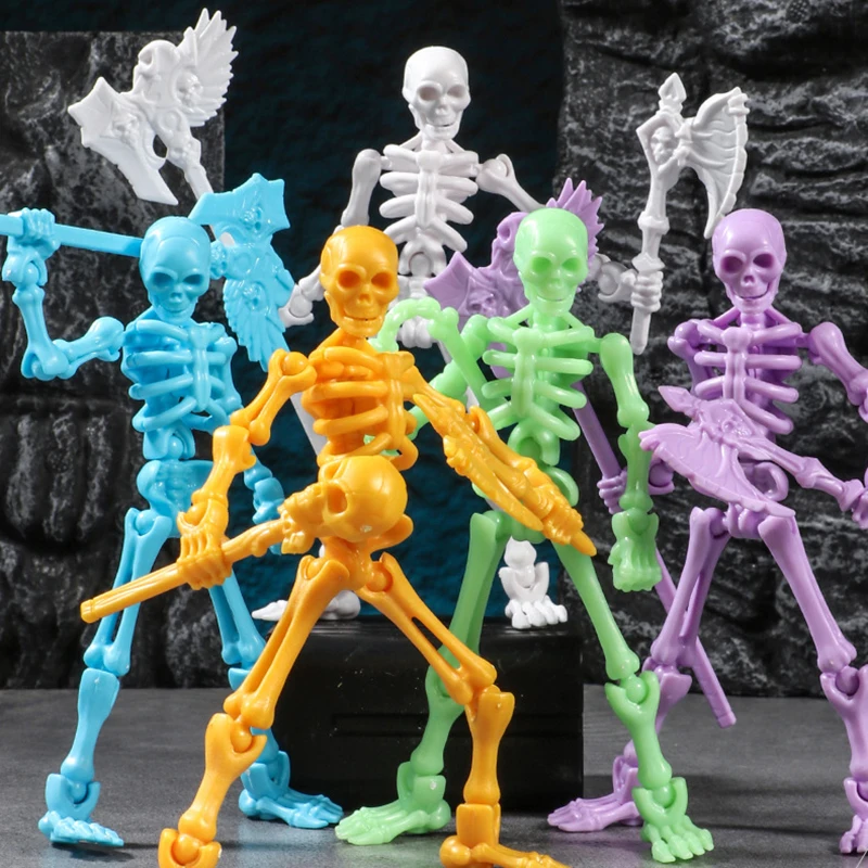 Creative Fun Skeleton Joint Movable Model Toys Cartoon Skeleton Man Ornaments Children's Puzzle DIY Assembling Toy Birthday Gift