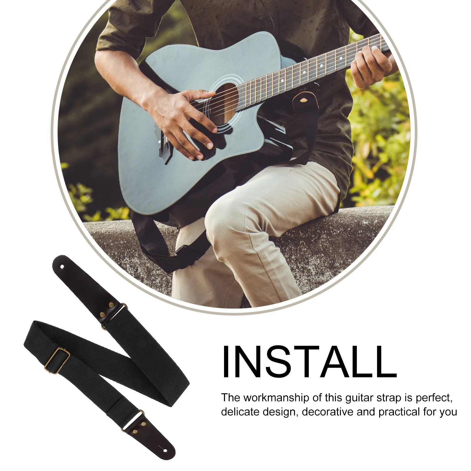 

1Set Guitar Strap Exquisite Craftsmanship Safe and for Electric Acoustic Bass Replacement Guitar Strap