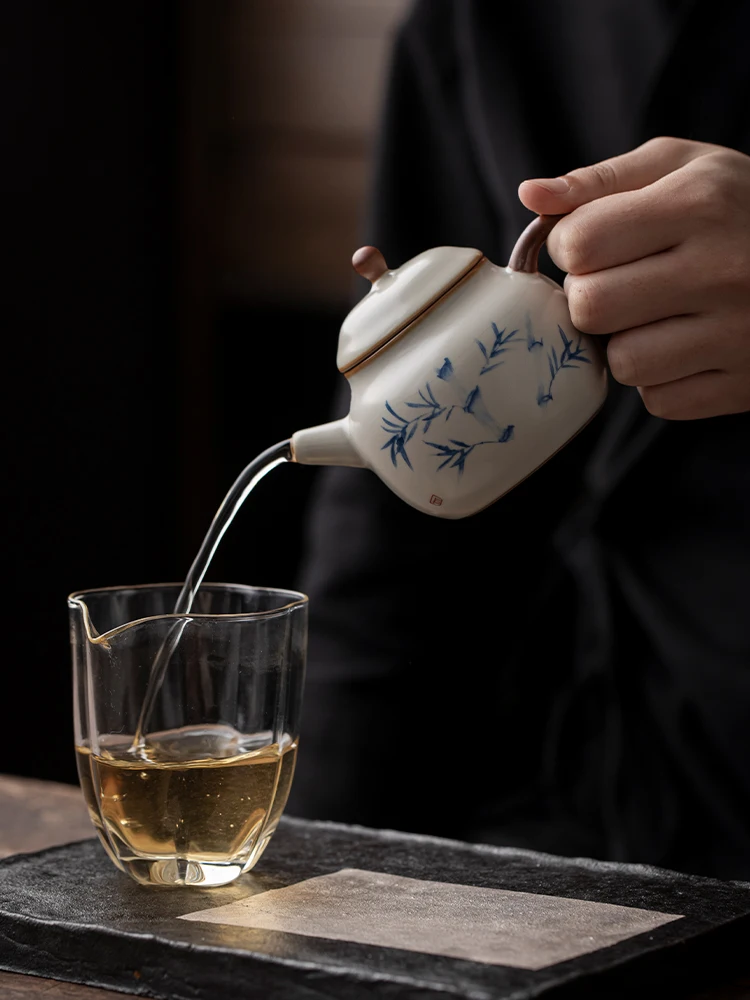 High-End Ceramic Tea Set Gongfu Tea Pot Ice Crack Pattern Single Teapot Ceramics for Brewing Tea Handmade Pot