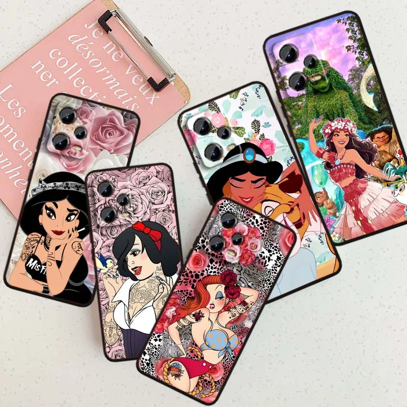 

Disney Princess Cute For Xiaomi Redmi Note 15 14 13 12 12S 11E 11 11S Pro Plus 4G 5G Black Soft TPU Cover