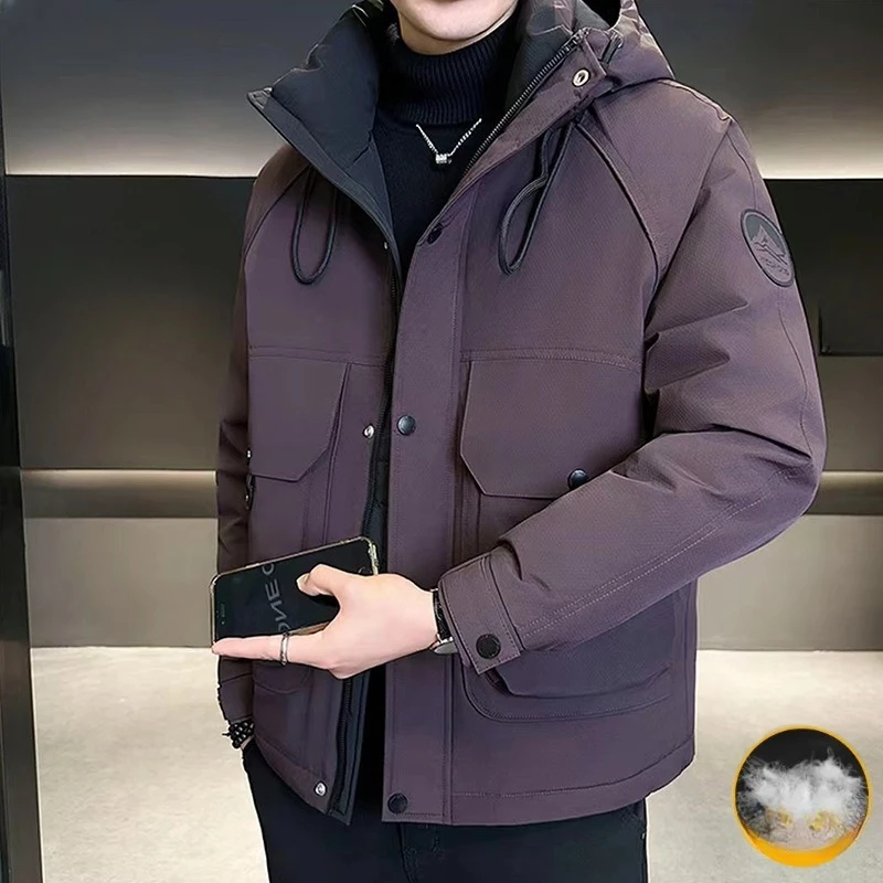Jaket Tebal Baru Anti Dingin untuk Pria di Musim Dingin, Jaket Kerja Luar Ruangan Longgar dan Berukuran Besar, Jaket Angin Modis.