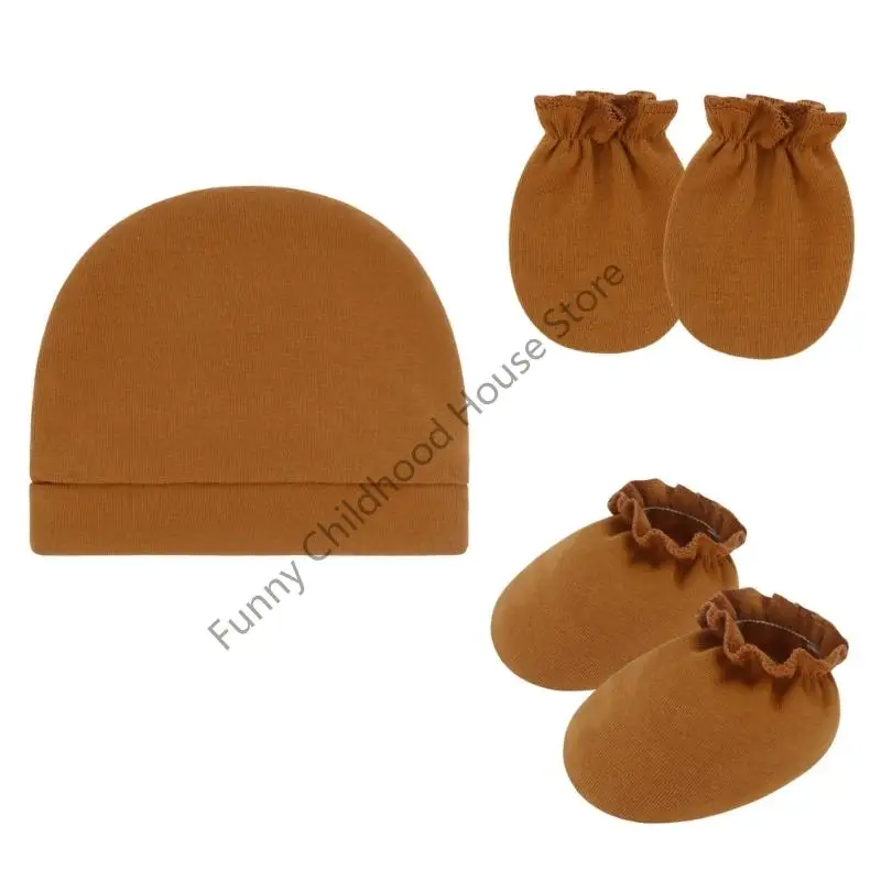 D0LA Baby Connet con guanti e stivaletti da 3 pezzi Set colori traspirato in tessuto traspirato delicato graffi pelle a