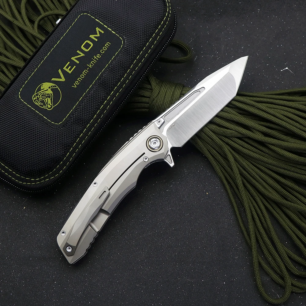 Kevin John New Venom T S30V Blade Titanium Alloy+Carbon Fiber Handle Outdoor Camping Hunting Pocket Knife EDC Tool