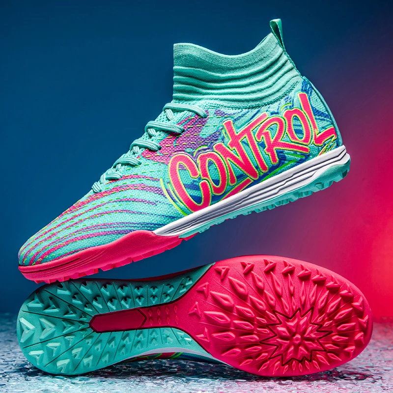 

Men Women Football Boots High-top Outdoor Soccer Cleats Non-slip Football Field Ultralight Futsal Shoes TF/FG Spiked Soccer Shoe