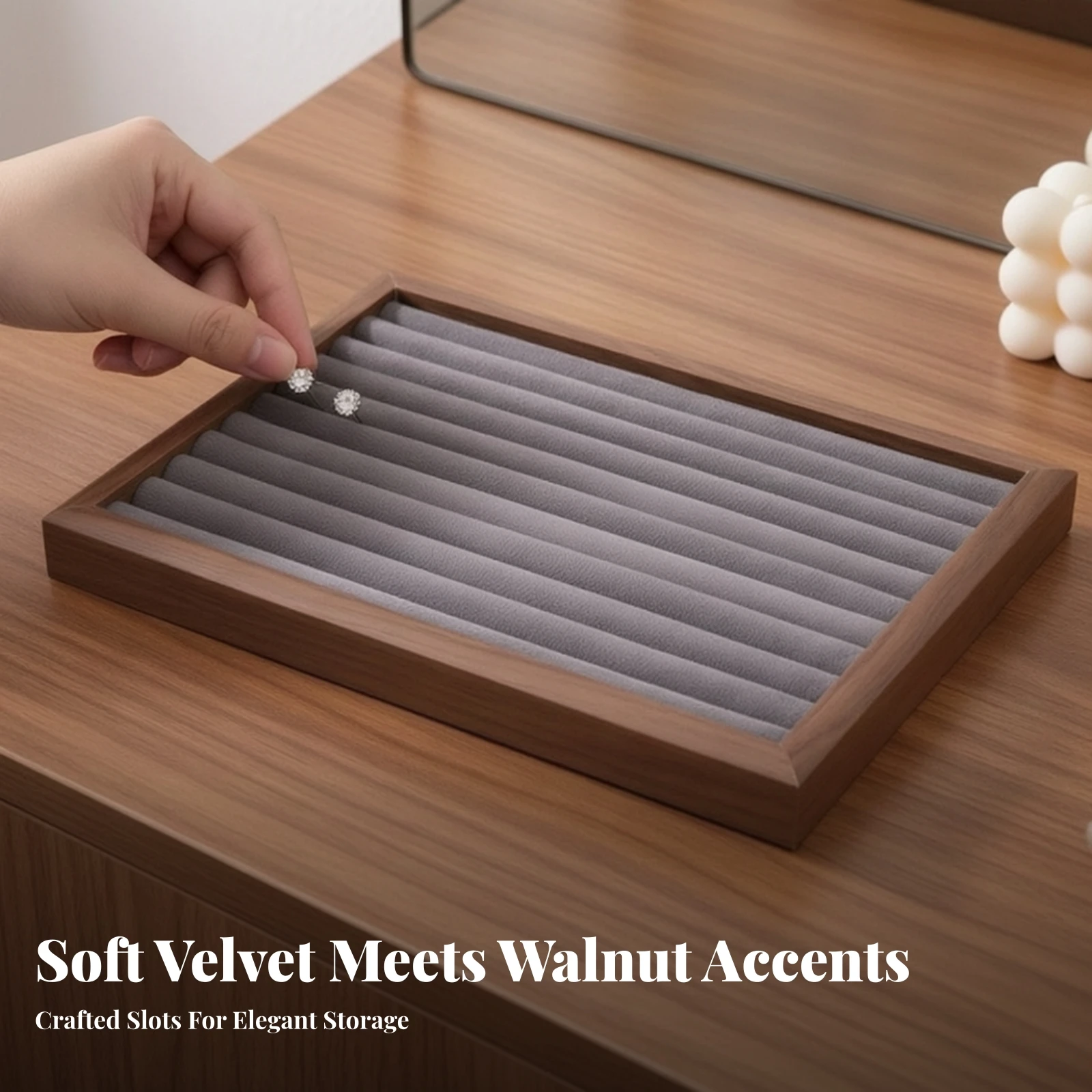 Jewelry Organizer Tray with Cushioned Grooves Single-Layer Rectangular Jewelry Display Tray Compact Slim for Retail Showcases