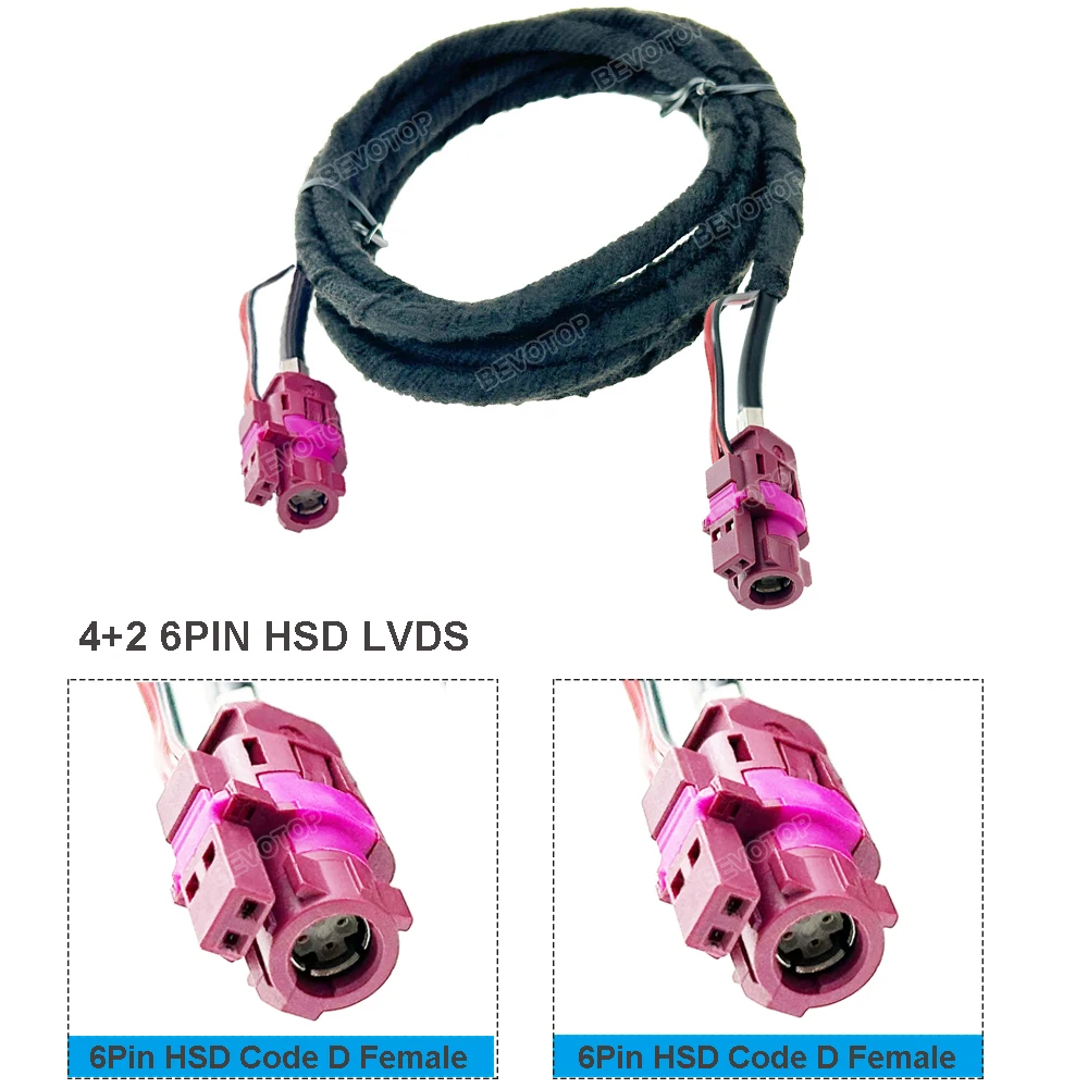 BEVOTOP 4+2 6Pin HSD D Female to D Female Straight/Right Angle 90° Jack High Speed Data Transmission LVDS HSD Cable Wire Harness