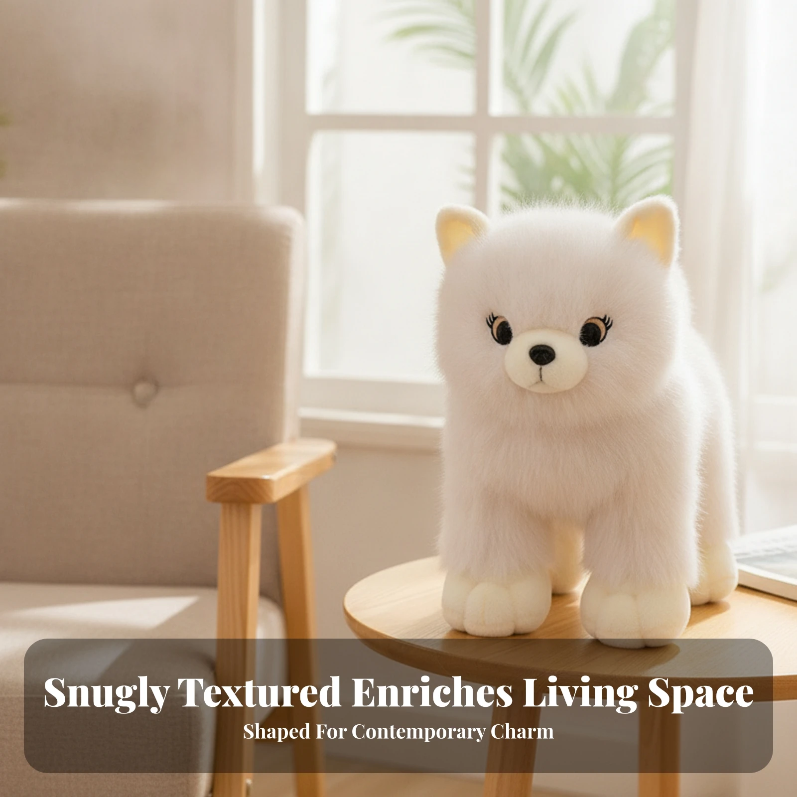 

Soft Stuffed Dog Upright Ears White Samoyed Stuffed Dog