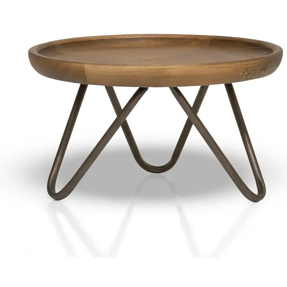 

Декоративная круглая деревянная подставка для растений диаметром 8,75 дюймов с металлическими ножками, натуральный коричневый цвет